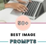 A person typing on a laptop at a desk, with text overlay that reads “50+ Best ChatGPT Prompts for Image Generation” and the website URL “writerslifeforyou.com” at the bottom.