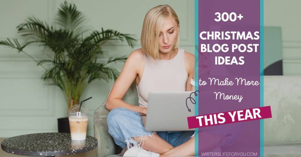 Christmas blog post ideas - blonde woman on a laptop writing Christmas blog post ideas