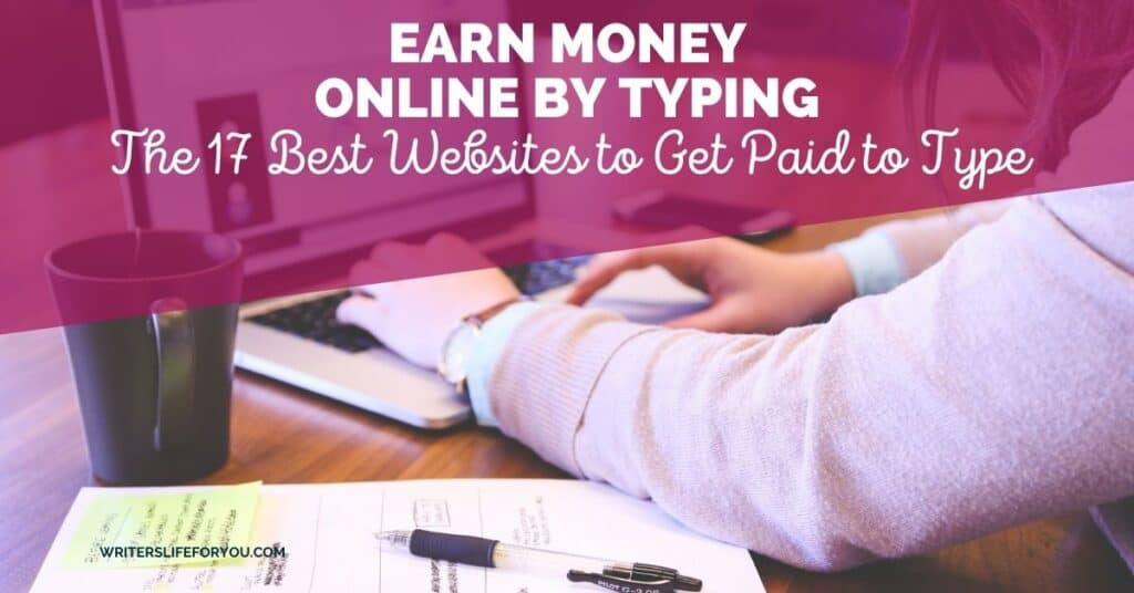 earn money online by typing person typing on a laptop with pen and paper