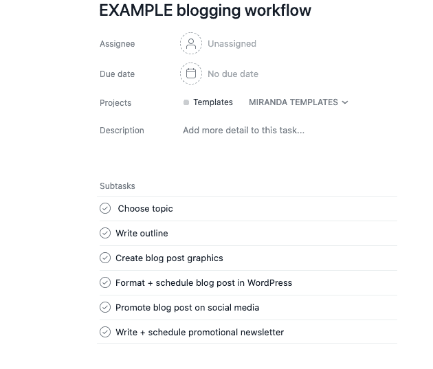 asana blog post work flow