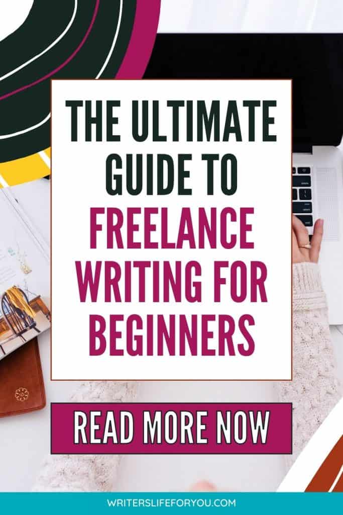 freelance writing for beginners pink and black text on white background