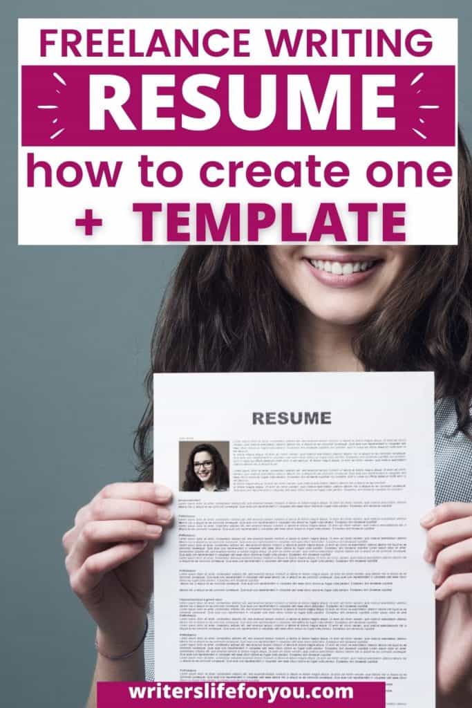 freelance writing resume woman holding up her resume