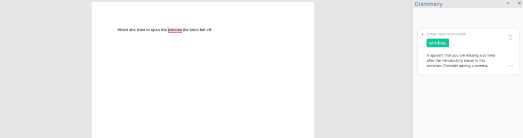 Grammarly missing comma