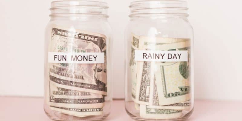 two jars with money in it - fun money and rainy day money