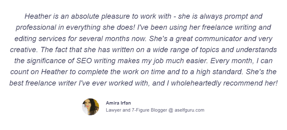 upwork article - amira testimonial screenshot