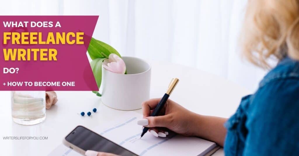 woman writing in notebook with coffee cup